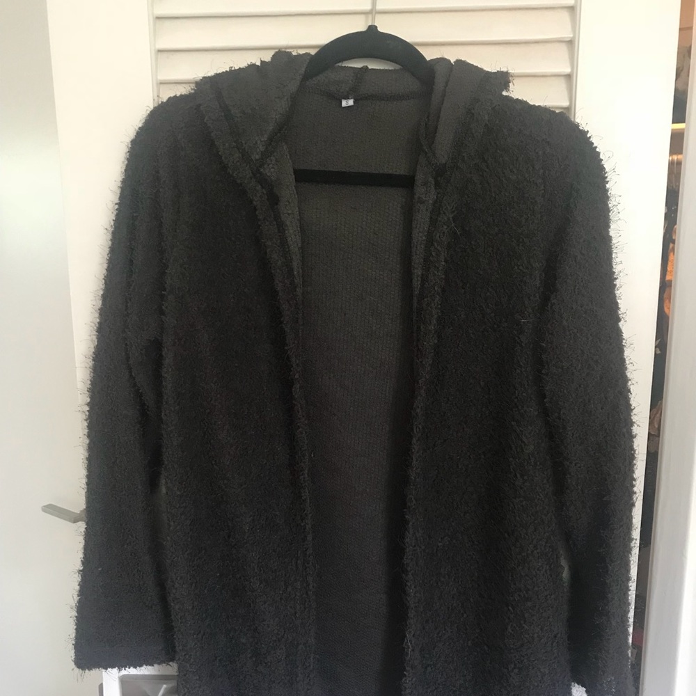 Open hooded cardigan